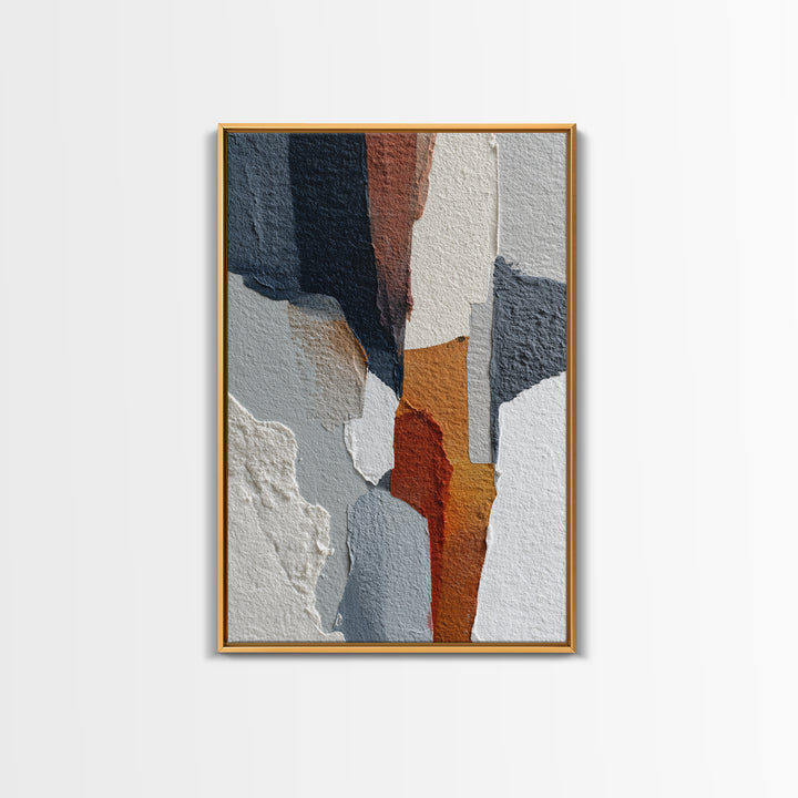 Luxury Monochrome Stone Composition Framed Canvas Print, Above Sofa Art, Minimalist Wall Art, Living Room Decor, Oil Painting, ASA-2x3-51