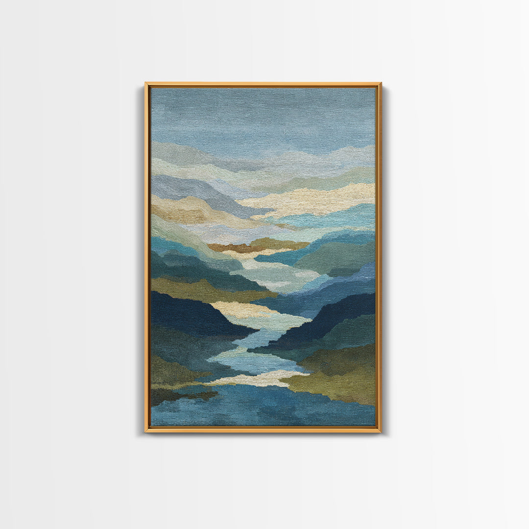 Abstract River Bends Framed Canvas Print, Above Sofa Art, Botanical Wall Art, Living Room Decor, Fine Art, Statement, ASA-2x3-55