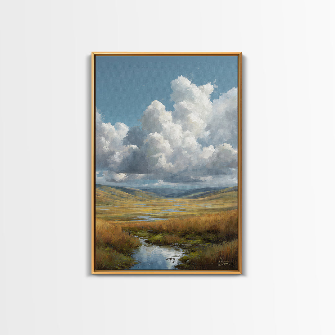 Dramatic Cloudscape over a Distant Valley Canvas Print, Above Sofa Art, Home Decor, Living Room Decor, Fine Art, Statement, ASA-2x3-61