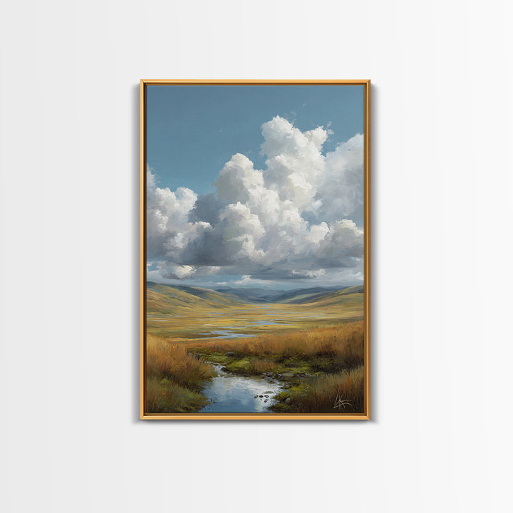 Dramatic Cloudscape over a Distant Valley Canvas Print, Above Sofa Art, Home Decor, Living Room Decor, Fine Art, Statement, ASA-2x3-61