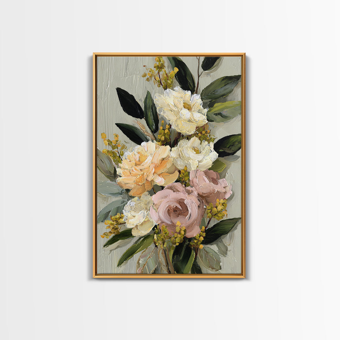 Large Expressive Floral Bouquet Canvas Print, Above Sofa Art, Wall Art, Living Room Decor, Statement, Horizontal Wall Art, ASA-2x3-62