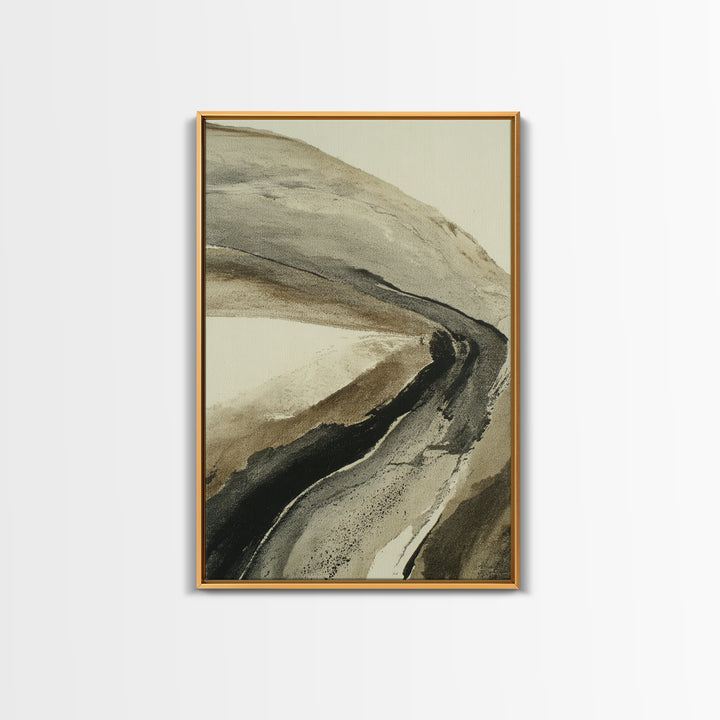 Minimal Black Ink Composition Framed Canvas Print, Above Sofa Art, Gallery Decor, Living Room Decor, Fine Art, Statement, ASA-2x3-64