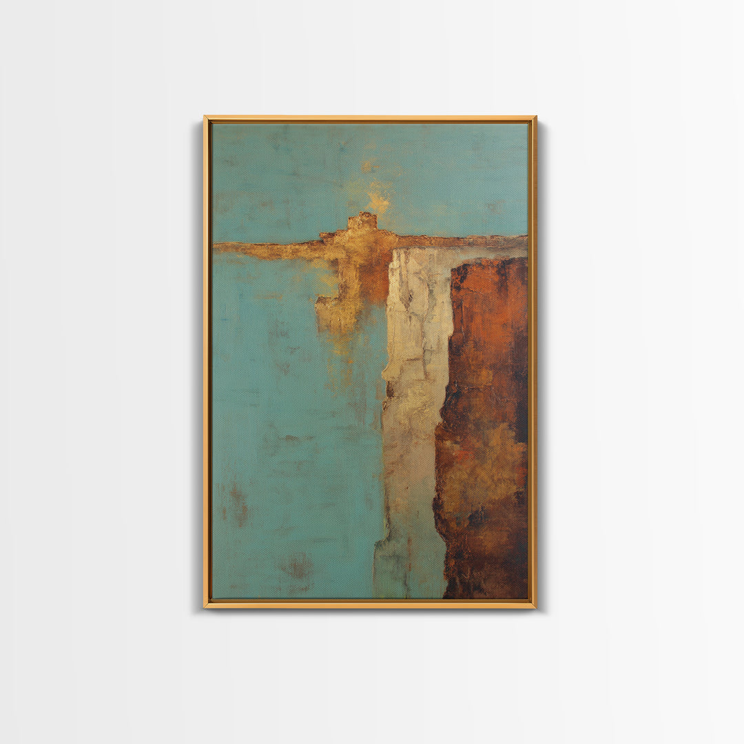 Abstract Canyon Landscape Framed Canvas Print, Above Sofa Art, Large Wall Art, Living Room Decor, Oil Painting, Statement, ASA-2x3-87