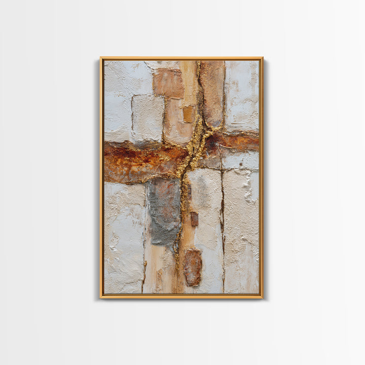 Textured Plaster Abstract Canvas Print, Above Sofa Art, Framed Wall Art, Living Room Decor, Abstract Art, Statement, ASA-2x3-91