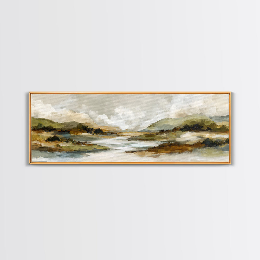 Oversized Abstract Landscape Framed Canvas Print, Above Sofa Art, Frame Tv Art, Living Room Decor, Fine Art, Statement, ASA-3x1-17