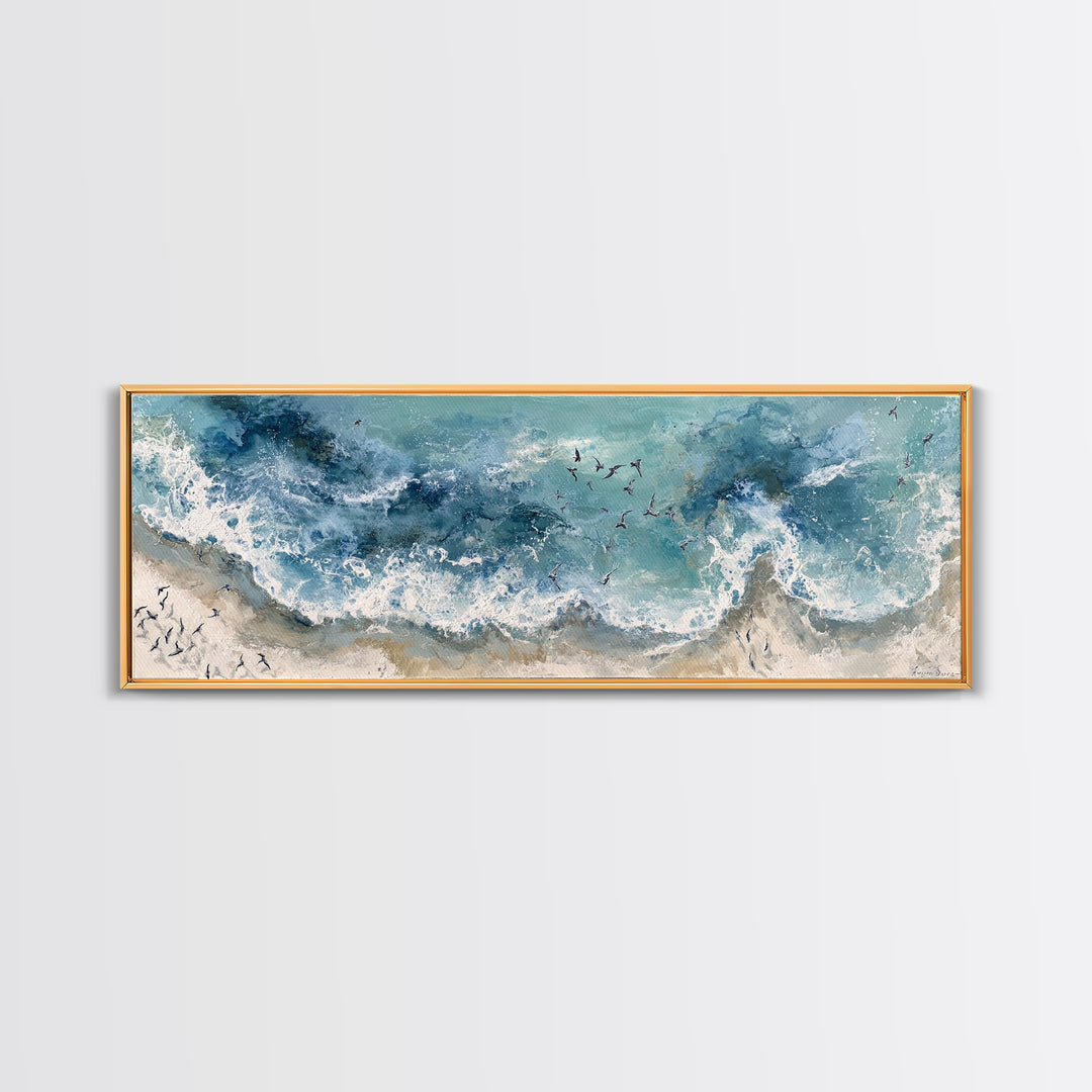Panoramic Coastal Shoreline from an Aerial View Canvas Print, Above Sofa Art, Wall Decor, Living Room Decor, Statement, ASA-3x1-19