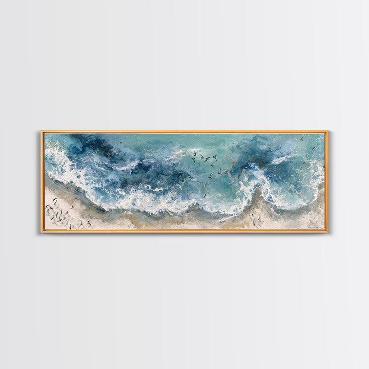 Panoramic Coastal Shoreline from an Aerial View Canvas Print, Above Sofa Art, Wall Decor, Living Room Decor, Statement, ASA-3x1-19