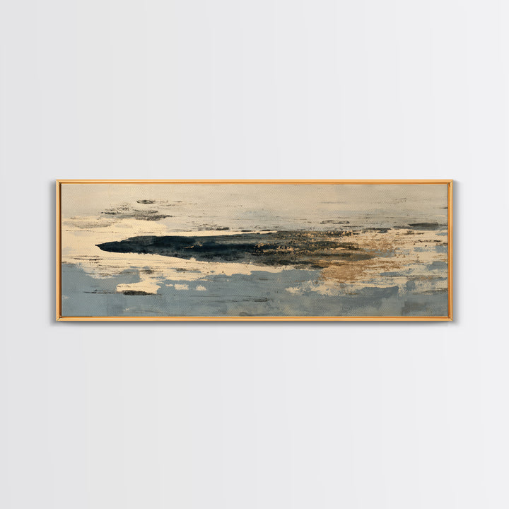Minimal Black Ink Composition Canvas Print, Above Sofa Art, Coastal Decor, Living Room Decor, Fine Art, Statement, Luxury Decor, ASA-3x1-24