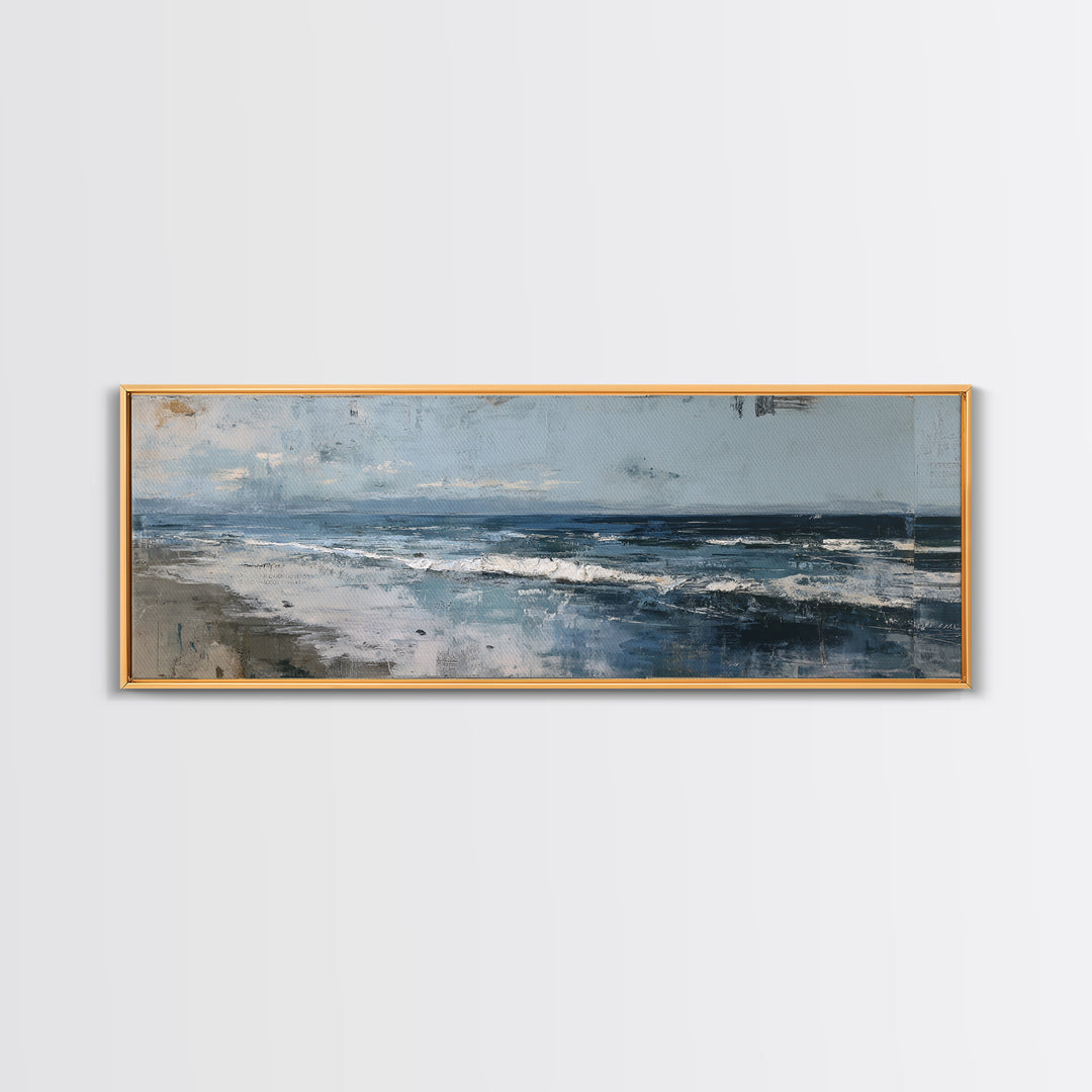 Moody Seascape at Twilight Canvas Print, Above Sofa Art, Set of 3 Prints, Living Room Decor, Watercolor Art, Statement, ASA-3x1-4