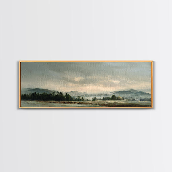 Gallery Style Landscape with Expansive Negative Space Canvas Print, Above Sofa Art, Botanical Wall Art, Living Room Decor, ASA-3x1-40