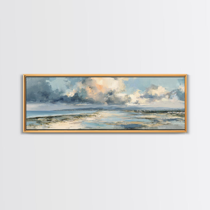 Panoramic Coastal Shoreline from an Aerial View Canvas Print, Above Sofa Art, Minimalist Decor, Living Room Decor, Statement, ASA-3x1-43