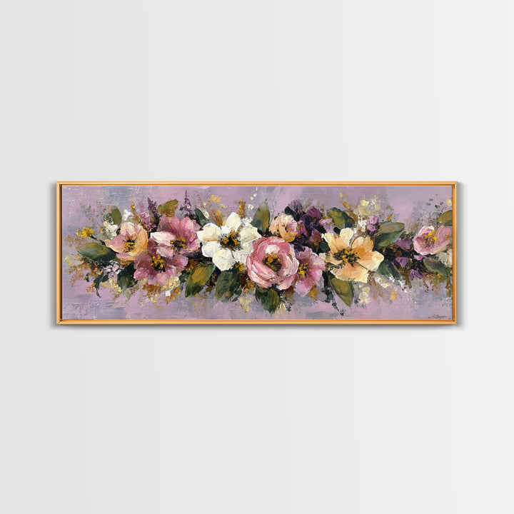 Large Expressive Floral Bouquet Canvas Print, Above Sofa Art, Frame Tv Art, Living Room Decor, Statement, Coastal Wall Art, ASA-3x1-46