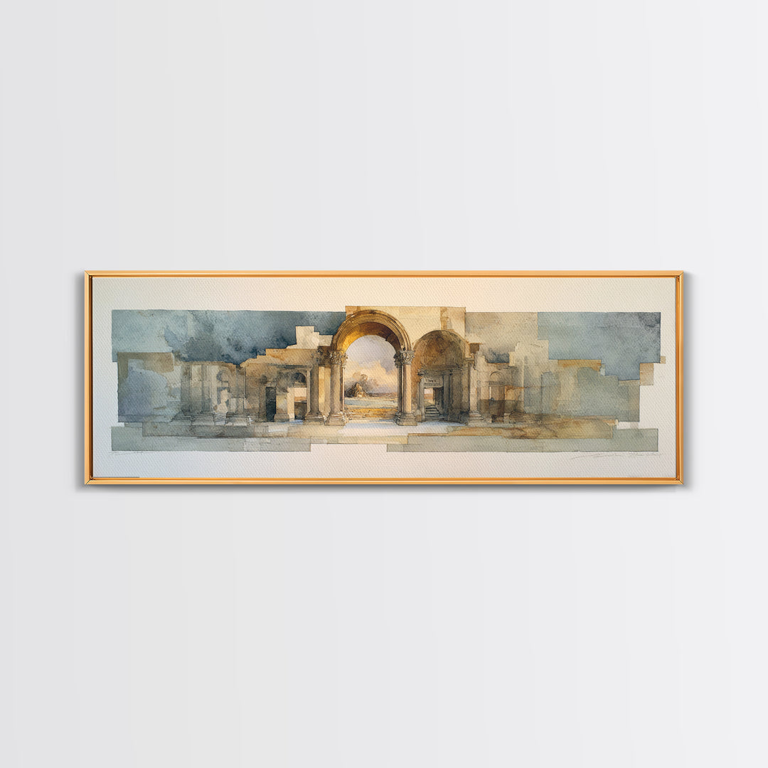 Architectural Arch Study Canvas Print, Above Sofa Art, Horizontal Wall Art, Living Room Decor, Abstract Art, Statement, ASA-3x1-49