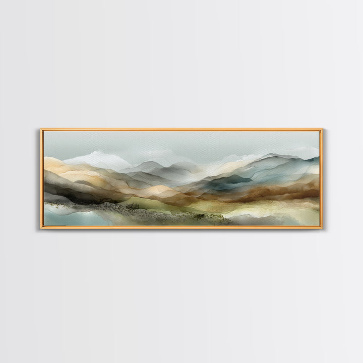 Abstract River Bends Framed Canvas Print, Above Sofa Art, Boho Decor, Living Room Decor, Abstract Art, Statement, ASA-3x1-63