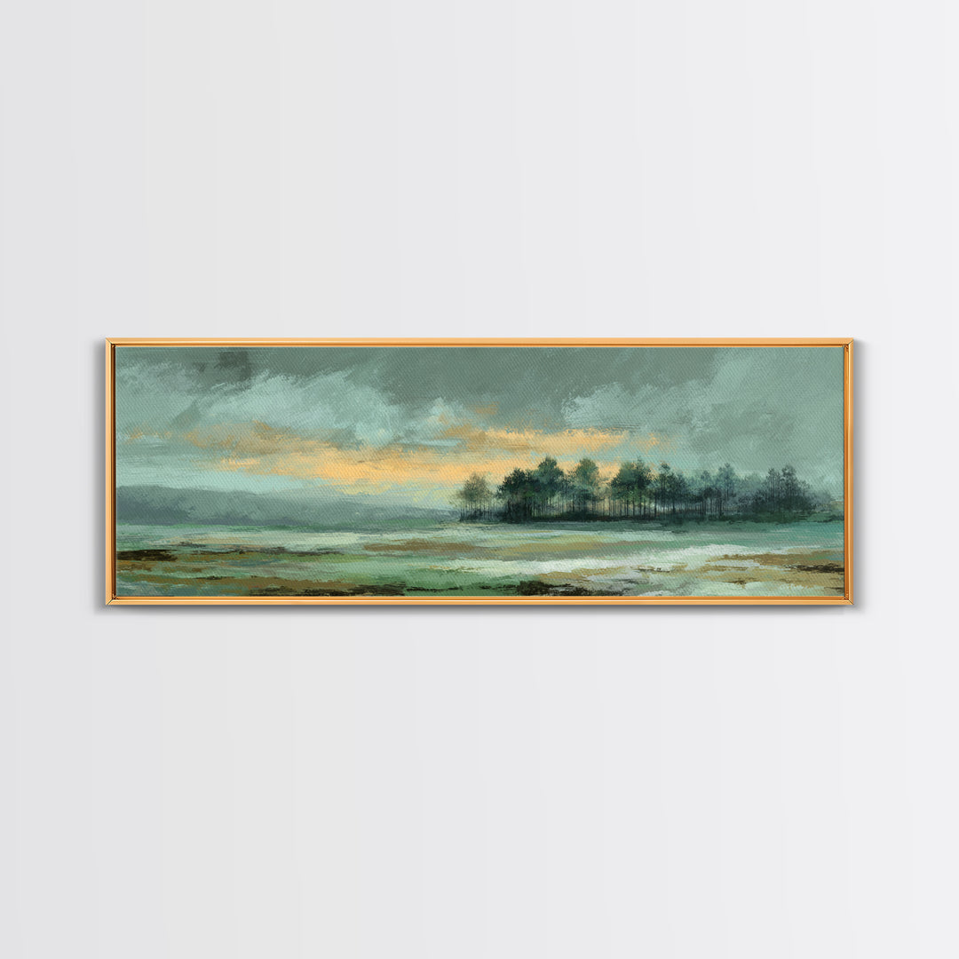 Gallery Style Landscape with Expansive Negative Space Canvas Print, Above Sofa Art, Statement Artwork, Living Room Decor, ASA-3x1-64