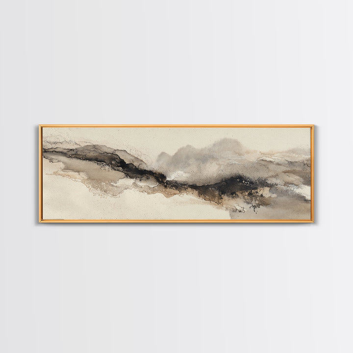 Minimal Black Ink Composition Framed Canvas Print, Above Sofa Art, Minimalist Decor, Living Room Decor, Fine Art, Statement, ASA-3x1-72