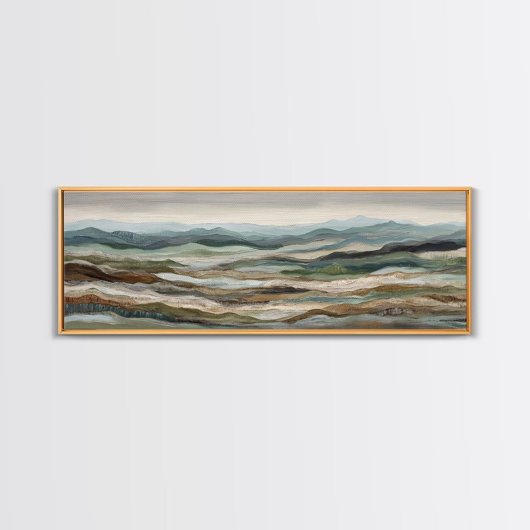Abstract River Bends Framed Canvas Print, Above Sofa Art, Mid Century Modern, Living Room Decor, Abstract Art, Statement, ASA-3x1-87