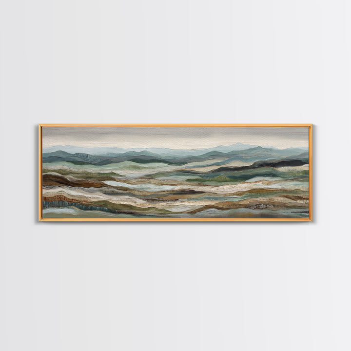 Abstract River Bends Framed Canvas Print, Above Sofa Art, Mid Century Modern, Living Room Decor, Abstract Art, Statement, ASA-3x1-87