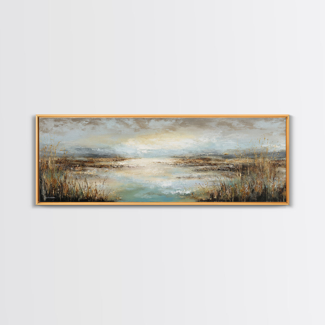 Oversized Abstract Landscape Framed Canvas Print, Above Sofa Art, Above Bed Decor, Living Room Decor, Fine Art, Statement, ASA-3x1-89
