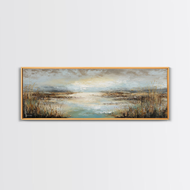Oversized Abstract Landscape Framed Canvas Print, Above Sofa Art, Above Bed Decor, Living Room Decor, Fine Art, Statement, ASA-3x1-89