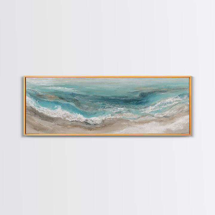 Panoramic Coastal Shoreline from an Aerial View Canvas Print, Above Sofa Art, Botanical Wall Art, Living Room Decor, Statement, ASA-3x1-91