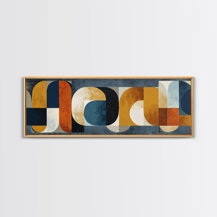 Bold Mid Century Geometric Forms Canvas Print, Above Sofa Art, Mid Century Modern, Living Room Decor, Fine Art, Statement, ASA-3x1-92