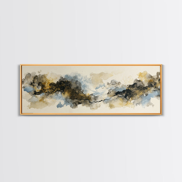 Minimal Black Ink Composition Canvas Print, Above Sofa Art, Japandi Wall Art, Living Room Decor, Fine Art, Statement, ASA-3x1-96