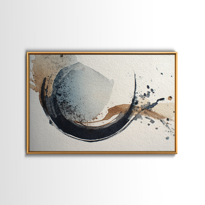 Minimal Black Ink Composition Canvas Print, Above Sofa Art, Mid Century Modern, Living Room Decor, Fine Art, Statement, ASA-3x2-12