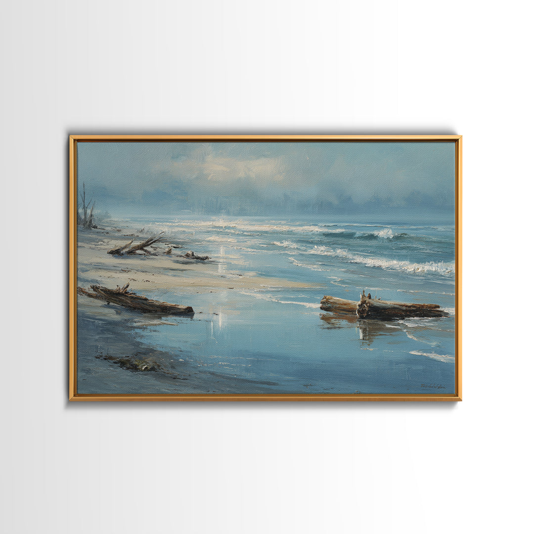 Moody Seascape at Twilight Canvas Print, Above Sofa Art, Large Wall Art, Living Room Decor, Watercolor Art, Statement, ASA-3x2-16