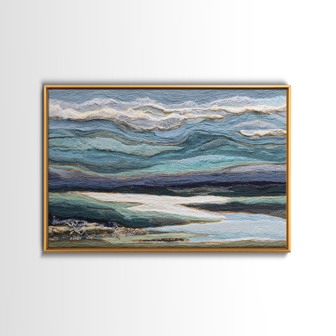 Abstract River Bends Framed Canvas Print, Above Sofa Art, Farmhouse Decor, Living Room Decor, Statement 527, Piece Wall Art, ASA-3x2-27