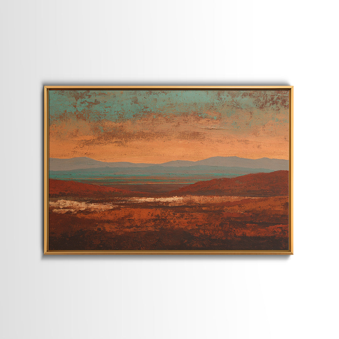 Abstract Canyon Landscape Framed Canvas Print, Above Sofa Art, Watercolor Painting, Living Room Decor, Fine Art, Statement, ASA-3x2-35