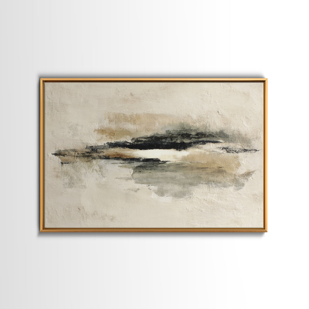 Minimal Black Ink Composition Framed Canvas Print, Above Sofa Art, Living Room Decor, Fine Art, Statement 536, Set of Prints, ASA-3x2-36