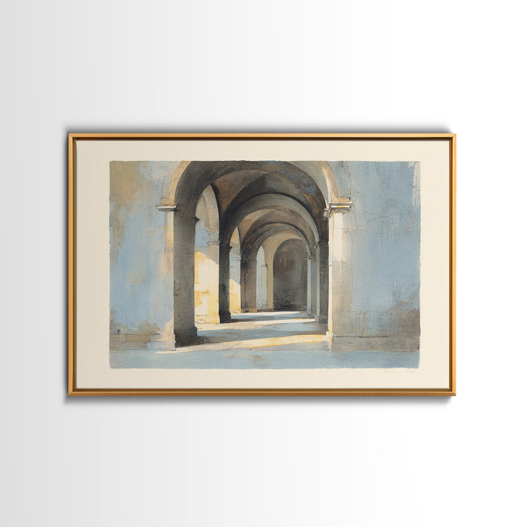 Architectural Arch Study Canvas Print, Above Sofa Art, Oversized Wall Art, Living Room Decor, Oil Painting, Statement, ASA-3x2-37