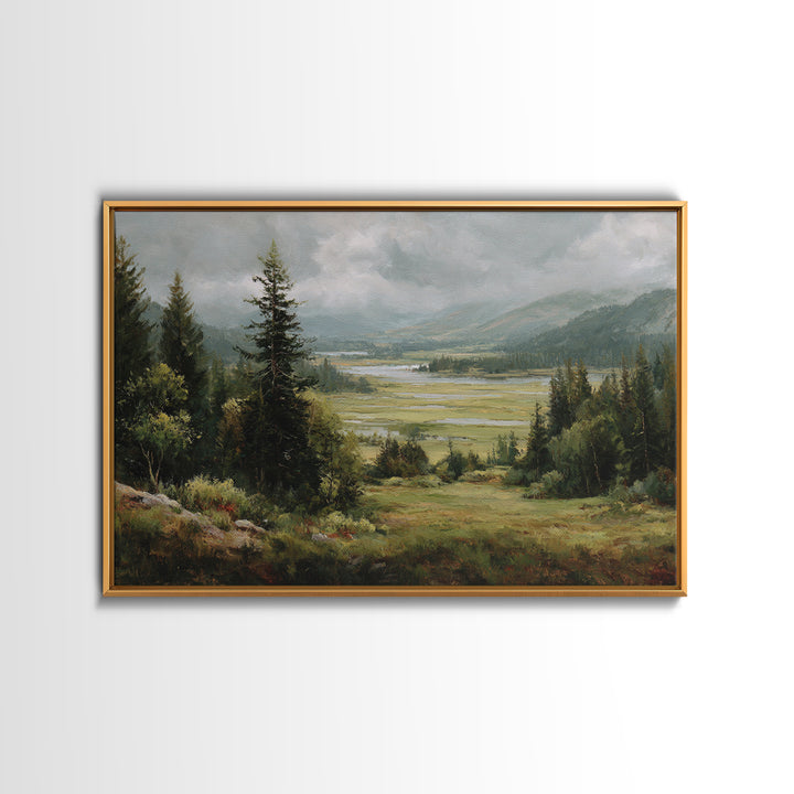 Wide Olive and Beige Meadow Panorama Canvas Print, Above Sofa Art, Textured Wall Art, Living Room Decor, Fine Art, Statement, ASA-3x2-38