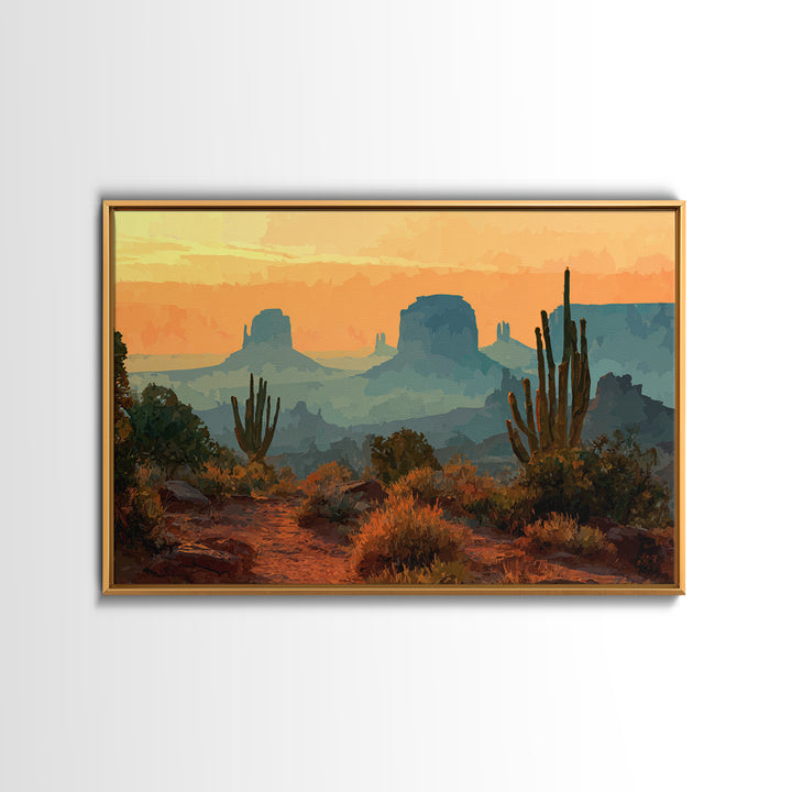Desert Mesa Panorama Canvas Print, Above Sofa Art, Boho Wall Art, Living Room Decor, Fine Art, Statement, Japandi Wall Art, ASA-3x2-48