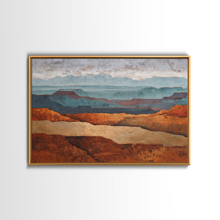 Abstract Canyon Landscape Framed Canvas Print, Above Sofa Art, Modern Art, Living Room Decor, Fine Art, Statement, Art Print, ASA-3x2-59