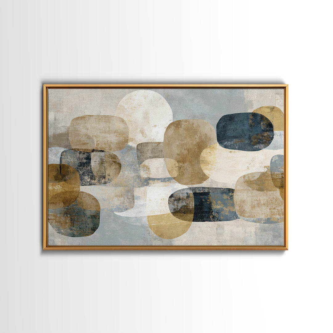 Large Modern Organic Shapes Framed Canvas Print, Above Sofa Art, Framed Wall Art, Living Room Decor, Fine Art, Statement, ASA-3x2-6