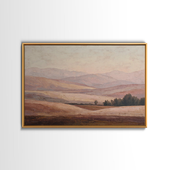 Sunlit Rolling Hills Framed Canvas Print, Above Sofa Art, Watercolor Painting, Living Room Decor, Fine Art, Statement, ASA-3x2-69