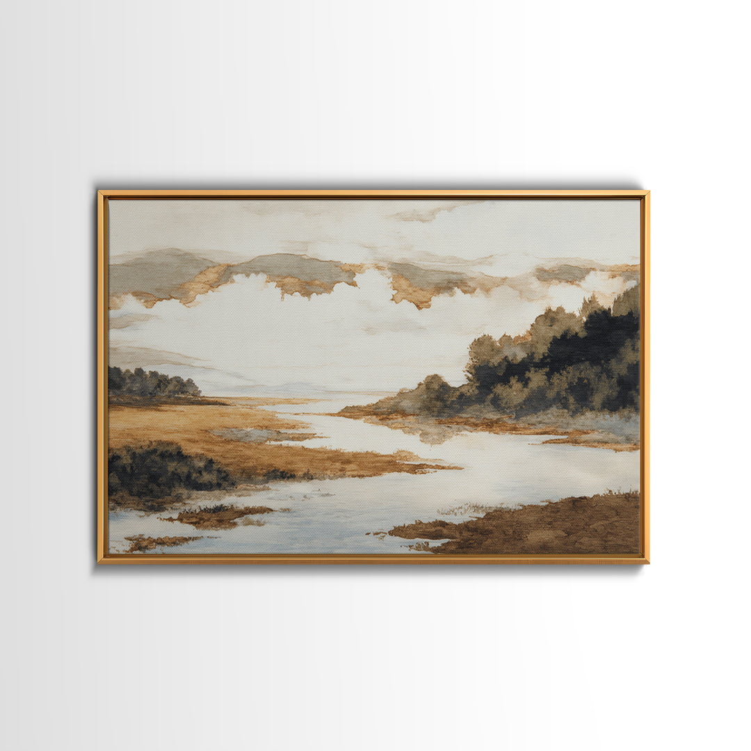 Gallery Style Landscape with Expansive Negative Space Canvas Print, Above Sofa Art, Living Room Wall Art, Living Room Decor, ASA-3x2-76