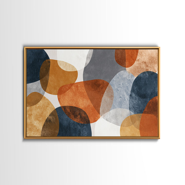 Bold Mid Century Geometric Forms Framed Canvas Print, Above Sofa Art, Printable Wall Art, Living Room Decor, Statement, ASA-3x2-8