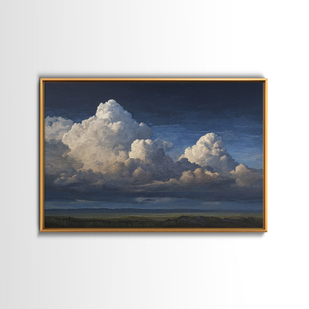 Dramatic Cloudscape over a Distant Valley Canvas Print, Above Sofa Art, Living Room Wall Art, Living Room Decor, Statement, ASA-3x2-81