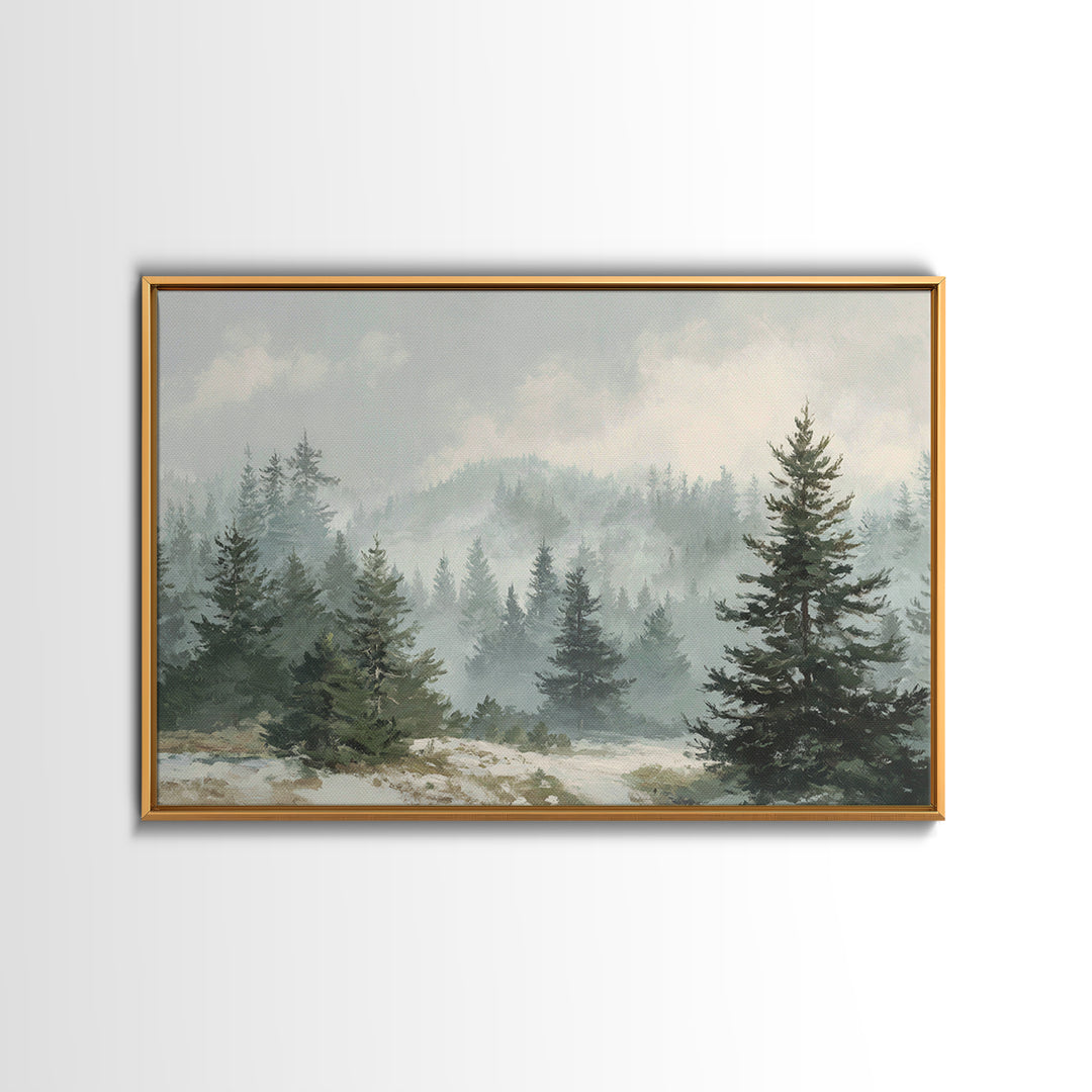 Modern Scandinavian Forest Framed Canvas Print, Above Sofa Art, Fine Art Print, Living Room Decor, Fine Art, Statement, ASA-3x2-91