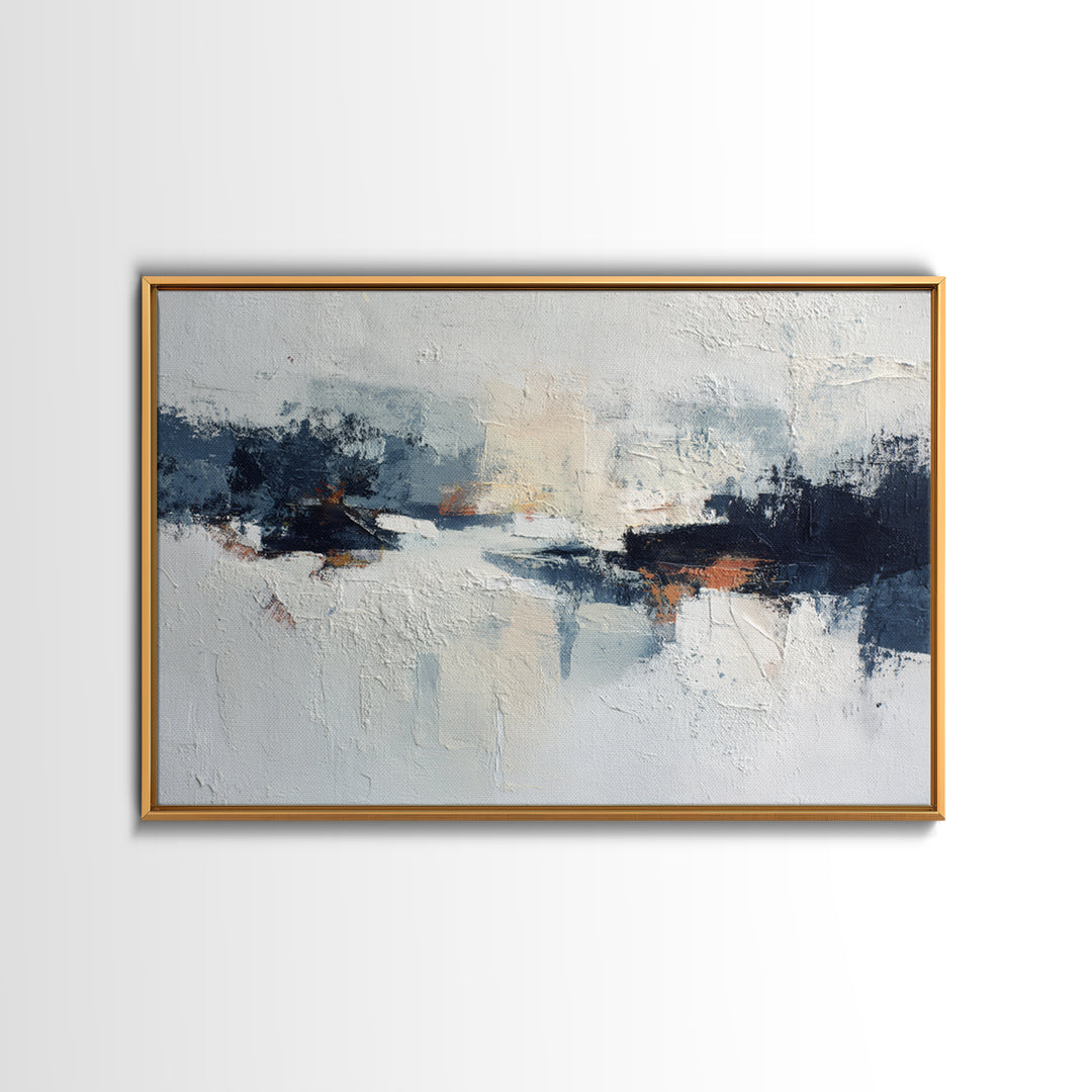 Bold Navy and Ivory Abstract Brushwork Canvas Print, Above Sofa Art, Wall Art Print, Living Room Decor, Fine Art, Statement, ASA-3x2-94