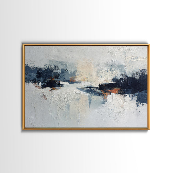 Bold Navy and Ivory Abstract Brushwork Canvas Print, Above Sofa Art, Wall Art Print, Living Room Decor, Fine Art, Statement, ASA-3x2-94
