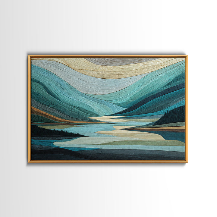 Abstract River Bends Framed Canvas Print, Above Sofa Art, Gallery Decor, Living Room Decor, Abstract Art, Statement, ASA-3x2-99