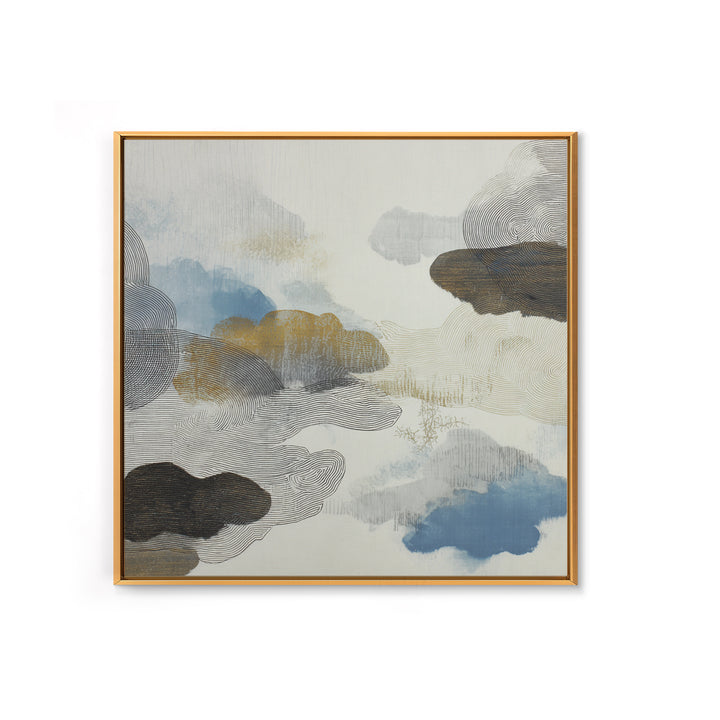 Zen Rock Garden Abstraction Framed Canvas Print, Asian Inspired Art, Modern Wall Decor, Living Room Decor, Fine Art, Harmony, ASI-1x1-38