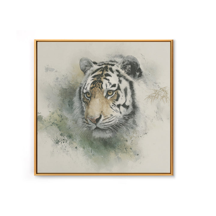 Tiger Portrait with Expressive Brush Ink Energy Canvas Print, Asian Inspired Art, Art Print, Living Room Decor, Harmony, ASI-1x1-40