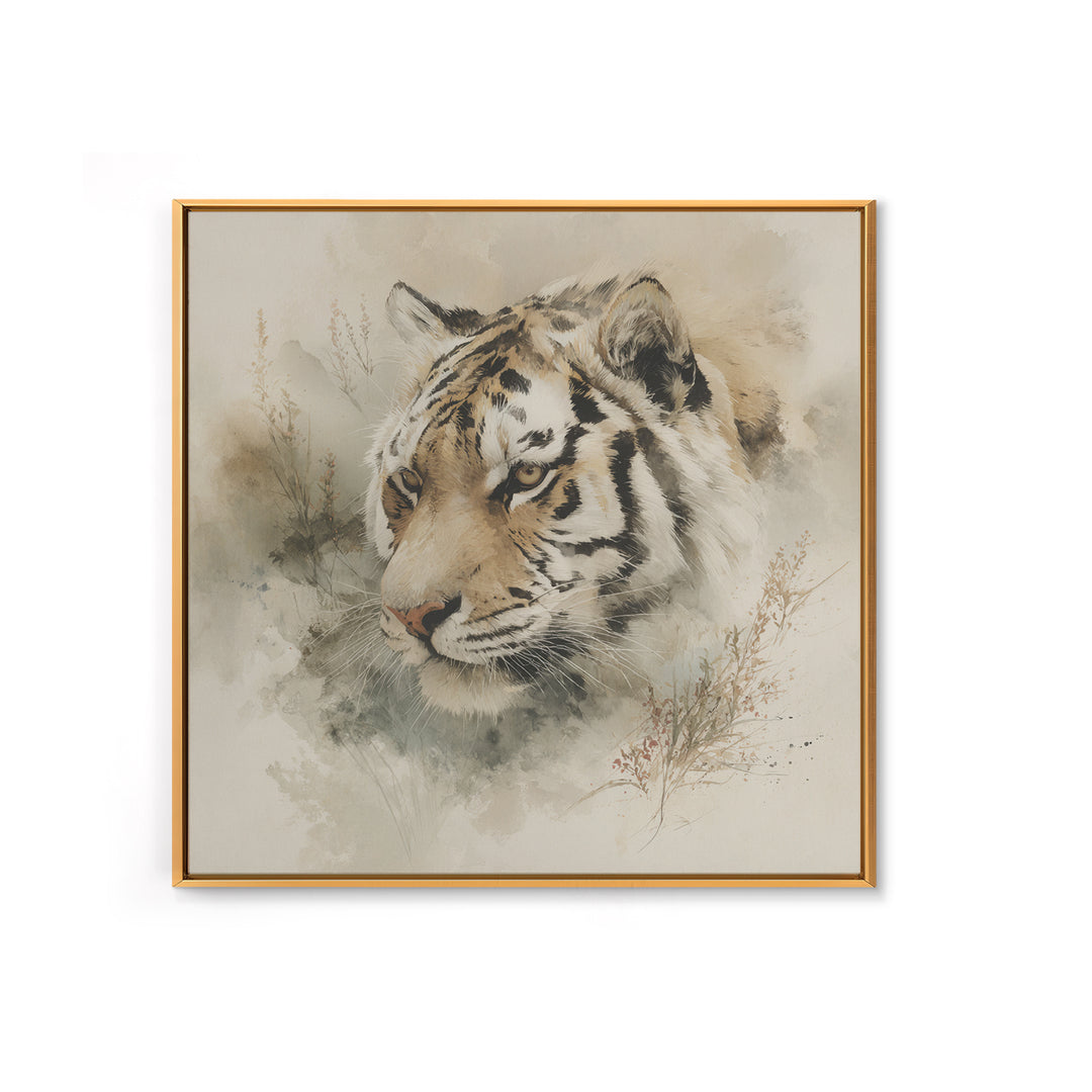 Tiger Portrait with Expressive Brush Ink Energy Framed Canvas Print, Asian Inspired Art, Asian, Living Room Decor, Harmony, ASI-1x1-64