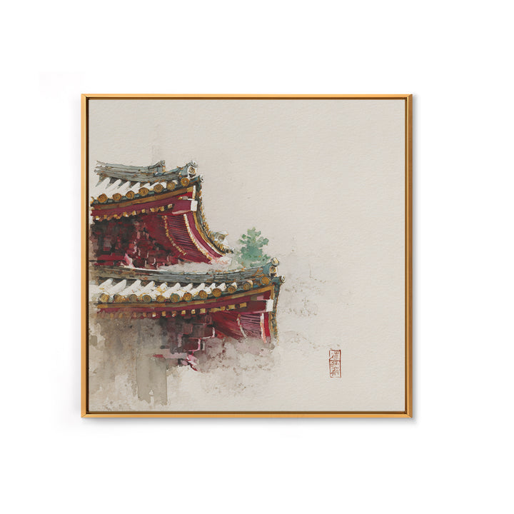 Temple Roof Detail Framed Canvas Print, Asian Inspired Art, Zen Wall Art, Living Room Decor, Fine Art, Harmony, Art Print, ASI-1x1-71