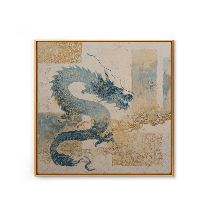 Dragon Curling Through Clouds Canvas Print, Asian Inspired Art, Boho Decor, Living Room Decor, Fine Art, Harmony, Digital Art, ASI-1x1-85